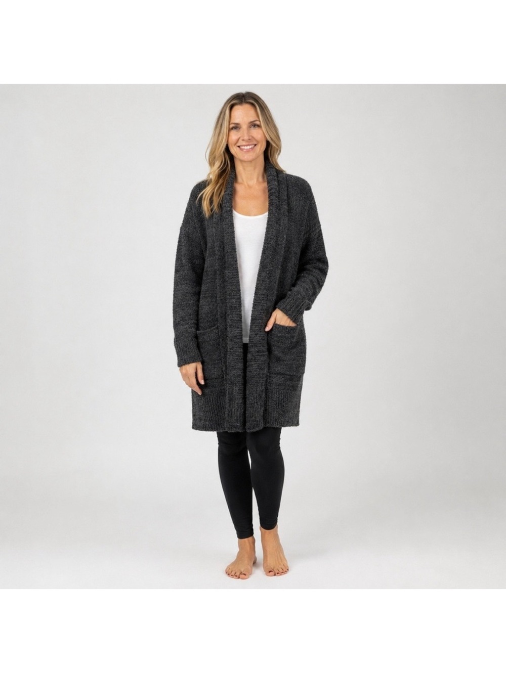 Barefoot Dreams Cardigan Sweater Womens XL Cozy Chic Cali Cardi Gray